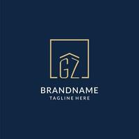 Initial GZ square lines logo, modern and luxury real estate logo design vector