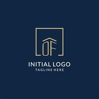 Initial OF square lines logo, modern and luxury real estate logo design vector