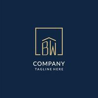 Initial BW square lines logo, modern and luxury real estate logo design vector