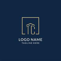inicial tc cuadrado líneas logo, moderno y lujo real inmuebles logo diseño vector
