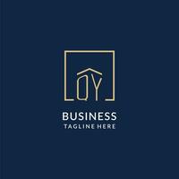 Initial QY square lines logo, modern and luxury real estate logo design vector