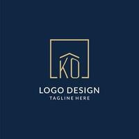 Initial KO square lines logo, modern and luxury real estate logo design vector