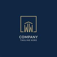 Initial WW square lines logo, modern and luxury real estate logo design vector