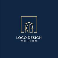 Initial KB square lines logo, modern and luxury real estate logo design vector