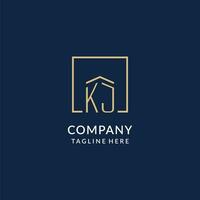 Initial KJ square lines logo, modern and luxury real estate logo design vector