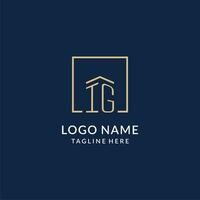 Initial IG square lines logo, modern and luxury real estate logo design vector