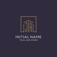 Initial JR logo with square lines, luxury and elegant real estate logo design vector
