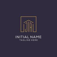 Initial JR logo with square lines, luxury and elegant real estate logo design vector