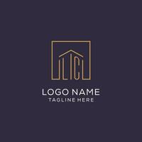 Initial LC logo with square lines, luxury and elegant real estate logo design vector