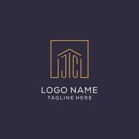 inicial jc logo con cuadrado líneas, lujo y elegante real inmuebles logo diseño vector