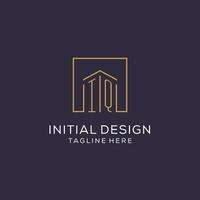 Initial IQ logo with square lines, luxury and elegant real estate logo design vector