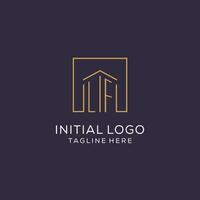 Initial LF logo with square lines, luxury and elegant real estate logo design vector