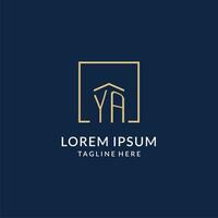 Initial YA square lines logo, modern and luxury real estate logo design vector