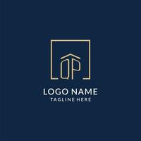 Initial QP square lines logo, modern and luxury real estate logo design vector