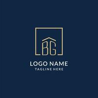 Initial BG square lines logo, modern and luxury real estate logo design vector