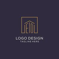 Initial EO logo with square lines, luxury and elegant real estate logo design vector