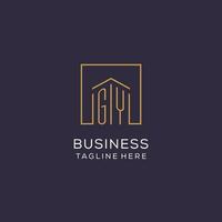Initial GY logo with square lines, luxury and elegant real estate logo design vector