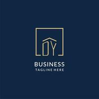 Initial DY square lines logo, modern and luxury real estate logo design vector