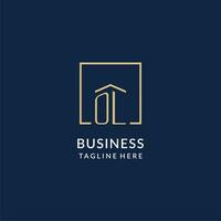 Initial OL square lines logo, modern and luxury real estate logo design vector