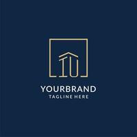 Initial IU square lines logo, modern and luxury real estate logo design vector