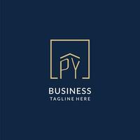 Initial PY square lines logo, modern and luxury real estate logo design vector