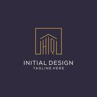 Initial HQ logo with square lines, luxury and elegant real estate logo design vector