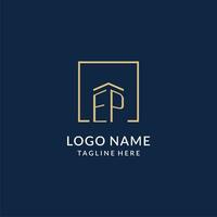 Initial EP square lines logo, modern and luxury real estate logo design vector