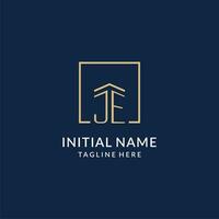 Initial JE square lines logo, modern and luxury real estate logo design vector