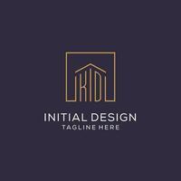 Initial KD logo with square lines, luxury and elegant real estate logo design vector