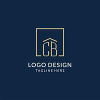 Initial CB square lines logo, modern and luxury real estate logo design vector