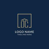 Initial DC square lines logo, modern and luxury real estate logo design vector