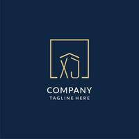 Initial XJ square lines logo, modern and luxury real estate logo design vector