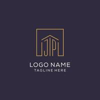 inicial jp logo con cuadrado líneas, lujo y elegante real inmuebles logo diseño vector