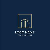 Initial UC square lines logo, modern and luxury real estate logo design vector