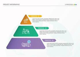 Infographic design with triangle or pyramid diagram divided into 3 parts or level. vector