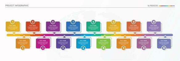 Infographic process design with icons and 16 options or steps. vector