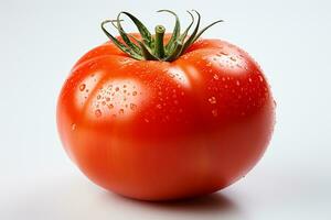 Tomato. Fresh tomato with water droplets on white isolated background.Generative AI photo