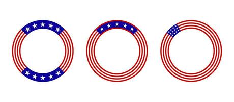 Round American flag frame set vector