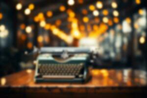 Typewriter on blurred background.Generative AI photo