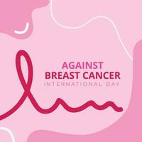 flat international day breast cancer awareness background with pink ribbon and Vector illustration