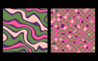 A groovy and psychedelic chessboard backdrop inspired by the 60s and 70s. Perfect for print templates, textiles. vector