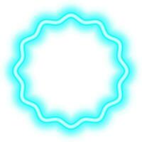 blue neon sticker badge frame vector