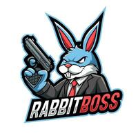 Rabbit mafia mascot esport logo design vector
