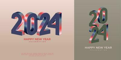 sencillo y limpiar diseño 3d contento nuevo año 2024.colorido degradado números vector