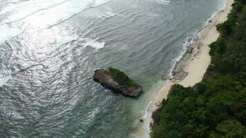 Aerial View of Watu Leter Beach in South Malang, East Java, Indonesia video