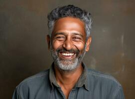 Happy Indian senior man smiling. AI Generated photo