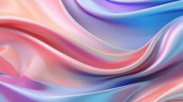 Abstract Colorful Pastel Silk Background, soft and elegant fabric with abstract waves. Luxurious satin texture in pastel colors. Perfect for artistic and romantic presentations AI Generated photo