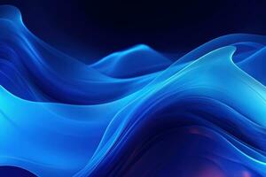 Blue Neon Flowing Liquid Waves Abstract background AI Generated photo
