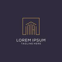 Initial NA logo with square lines, luxury and elegant real estate logo design vector