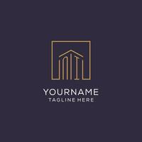 Initial NI logo with square lines, luxury and elegant real estate logo design vector